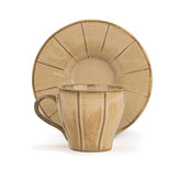 Ceramic Line Cup & Saucer Set Of 6 - Beige, 180ml Each | Cup Saucer Set - 6 Cups + 6 Saucers | Glossy Finish Tea Set - Ceramic Tea Cup & Saucer Set